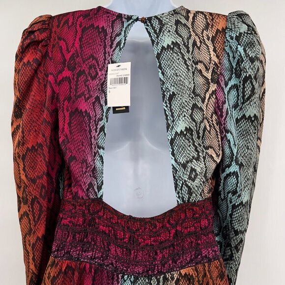 AFRM Women's Snake Ombre Cut-Out Back Smocked Waist Long Sleeves S/P NWT - Picture 6 of 15